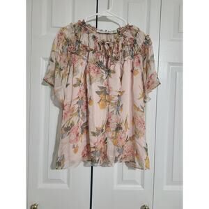Bishop + Young small floral ruffle blouse new with tags